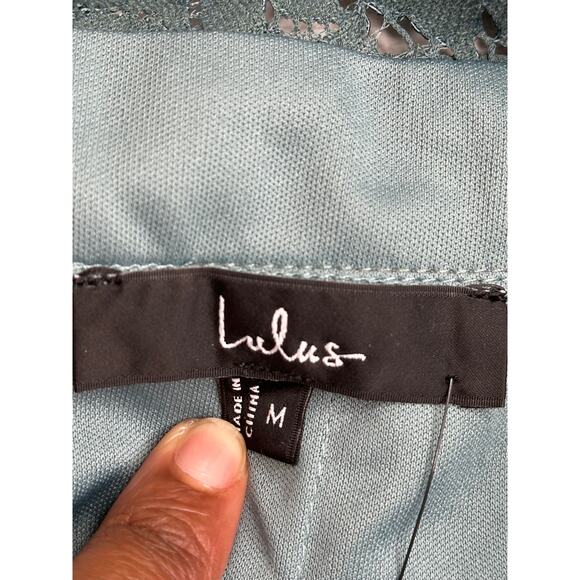 Lulus New! Dark Sage Green Lace Backless Maxi Dress Wedding Cocktail Vacay M - Picture 5 of 8